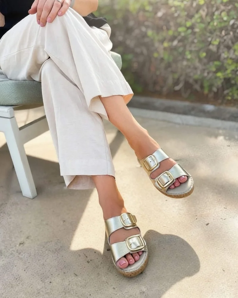 SHOEQ Champagne Urban Espadrille Slide for Women | Best Price UAE