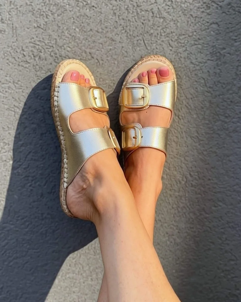 SHOEQ Champagne Urban Espadrille Slide for Women | Best Price UAE