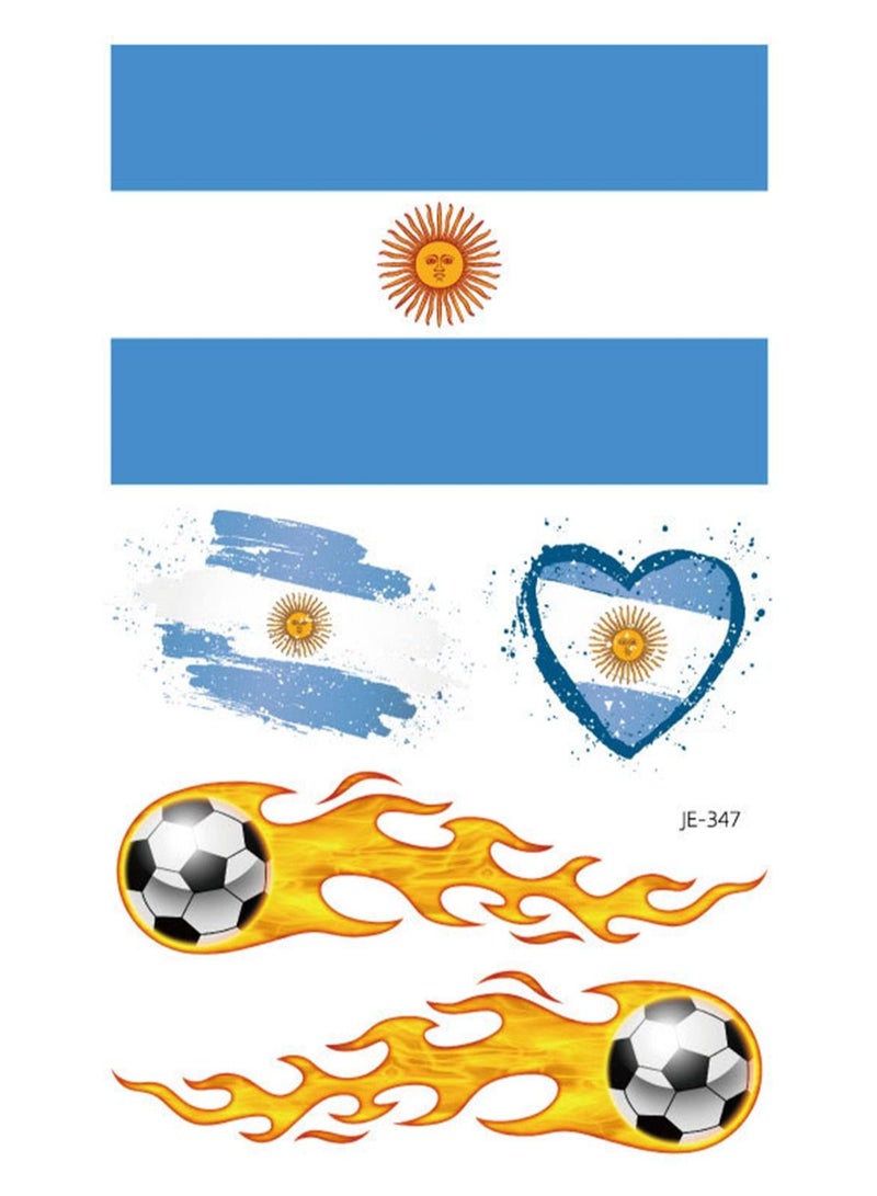 5 Sheets Temporary Tattoos Sticker of National Flag for Football Sport Events 2022 12x7.5cm - Image 1