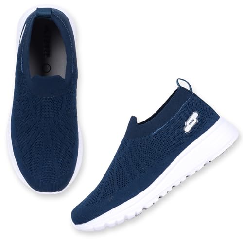 TRASE Sports Slip-On Shoes for Kids | Knitted Upper Lightweight Footwear for Boys & Girls | Comfortable EVA Sole and Breathable Shoes for Walking & Play (Teal-Blue, 1 UK) - Image 3