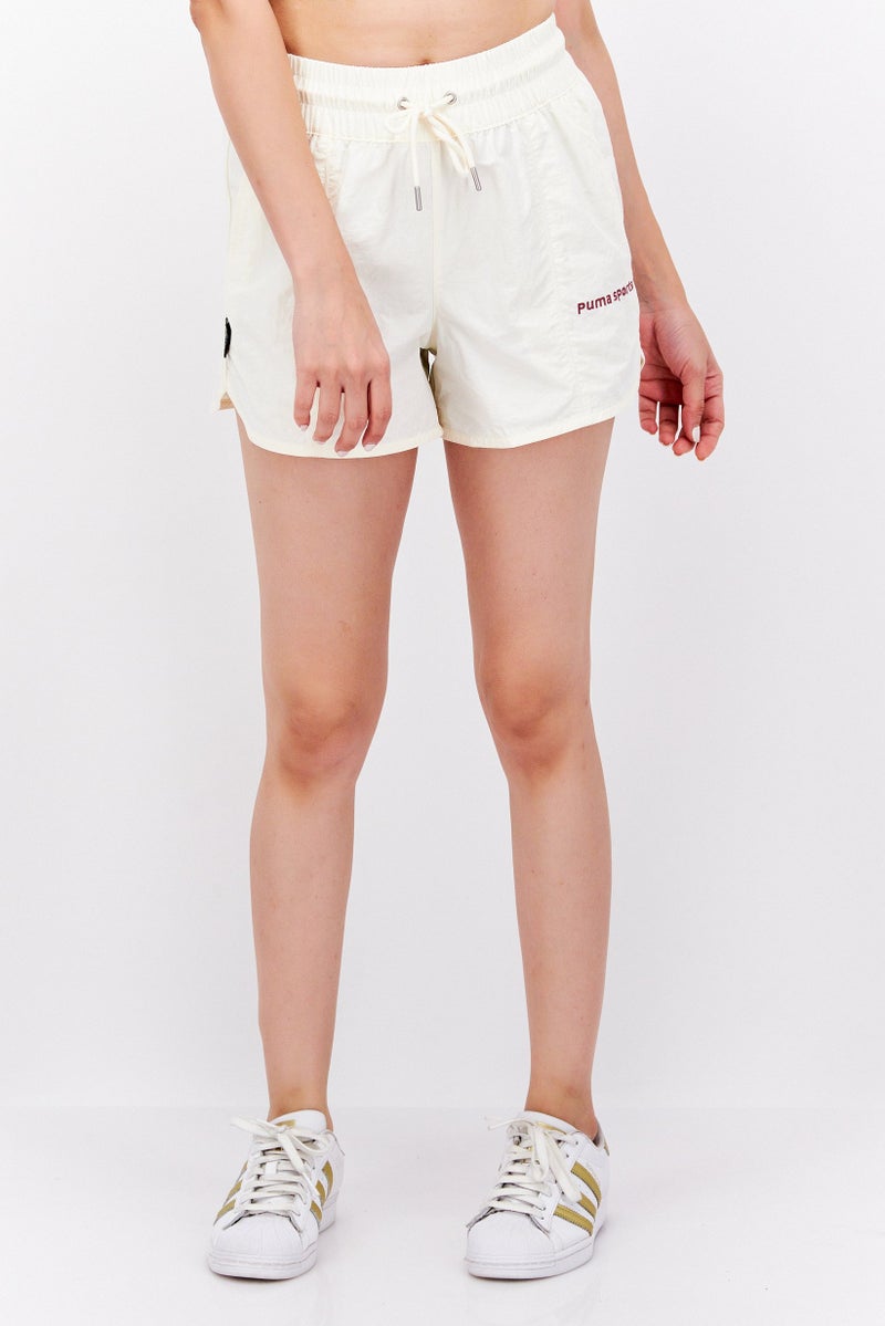 PUMA Women Sportswear Fit Drawstring Training Shorts, Off White - Image 1