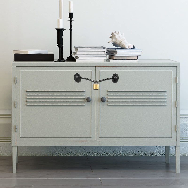 Hotop 4 Pieces Refrigerator Door Lock with Key Padlock Freezer Door Lock Child Safety Cabinet Chest Lock Mini Fridge Lock for Adults and Kids with Adhesive (Black) - Image 5