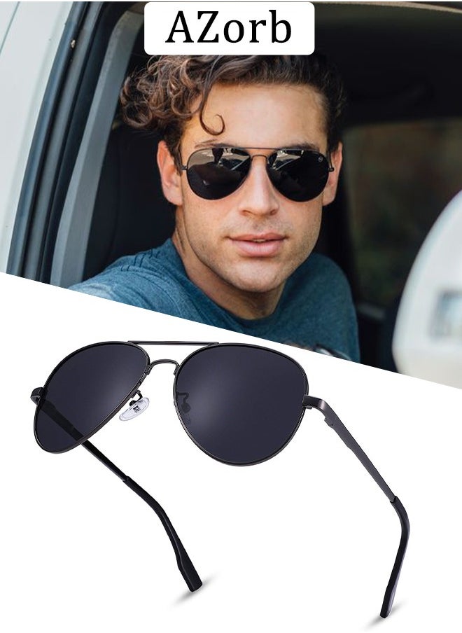 AZorb Polarized Sunglasses Men Women Aviator Metal Frame Men's Sunglasses Sun Glasses Accessories for Eye UV400 Protection Shades-Black  - Image 1