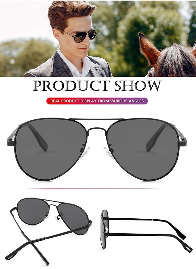AZorb Polarized Sunglasses Men Women Aviator Metal Frame Men's Sunglasses Sun Glasses Accessories for Eye UV400 Protection Shades-Black  - Image 2