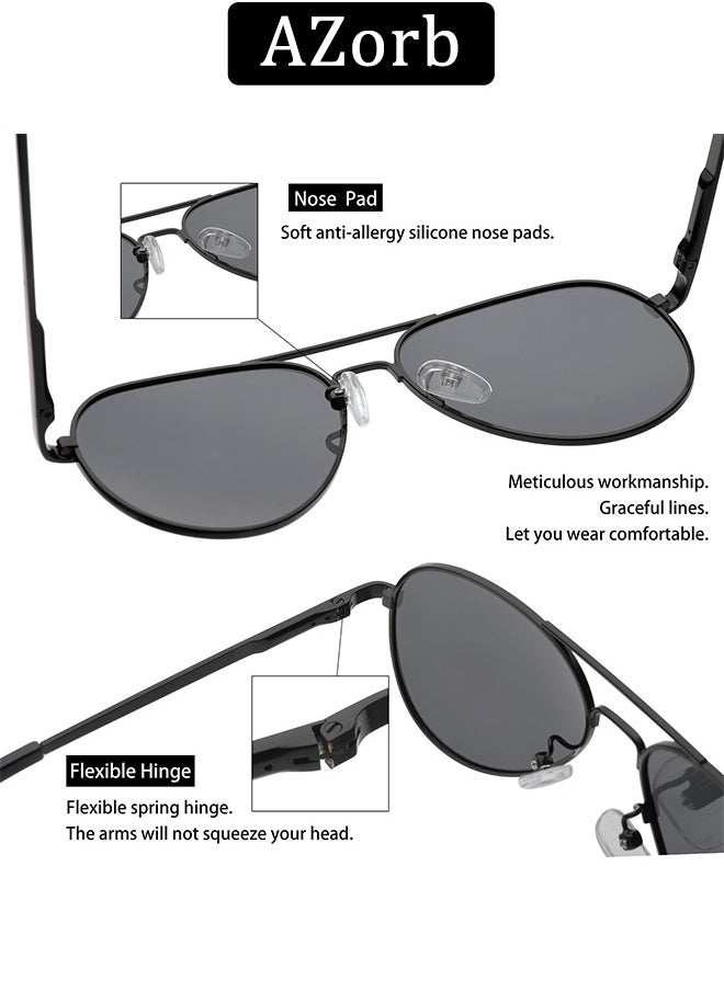 AZorb Polarized Sunglasses Men Women Aviator Metal Frame Men's Sunglasses Sun Glasses Accessories for Eye UV400 Protection Shades-Black  - Image 4