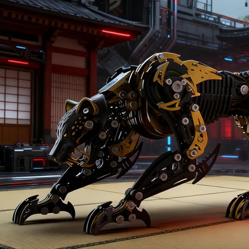 Wauvmoss 3D Metal Puzzle for Adults 506Pcs Steampunk Mechanical Leopard Model Kits to Build DIY Creative Art Desktop Ornament for Home Office Decor BlackGold - Image 5