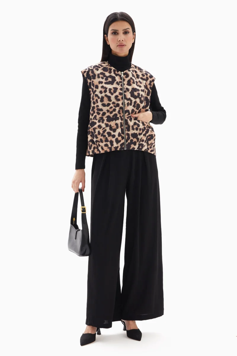 Wecre8 Brown Leopard Print Vest By WECRE8