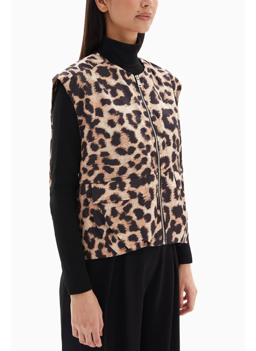 وي كرييت Brown Leopard Print Vest By WECRE8