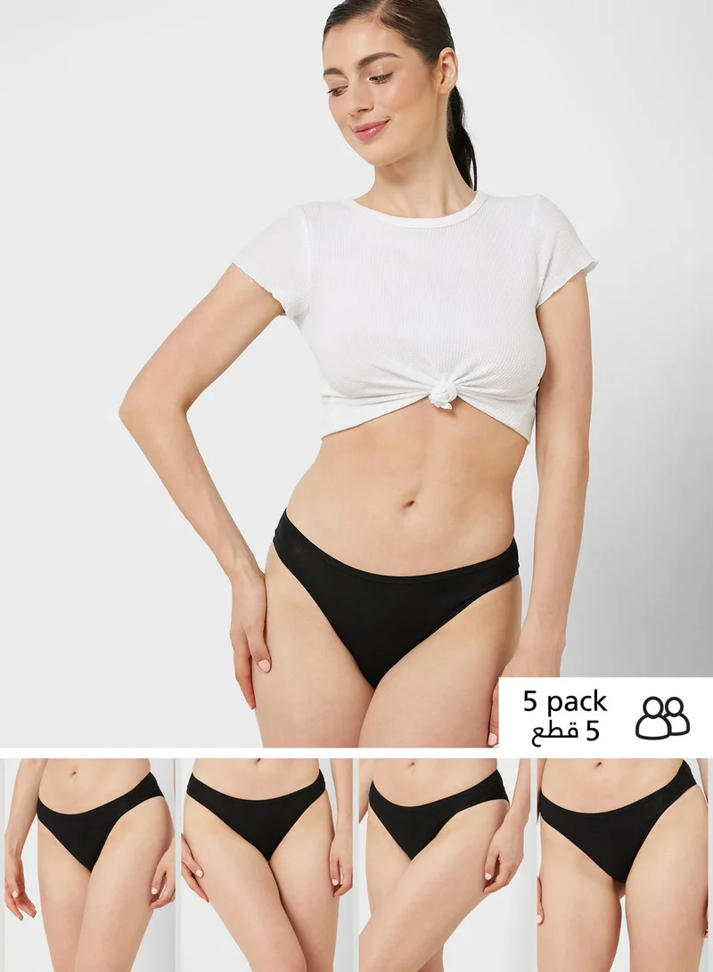 Marks & Spencer 5 Pack No Vpl Cotton Modal High Leg Knickers