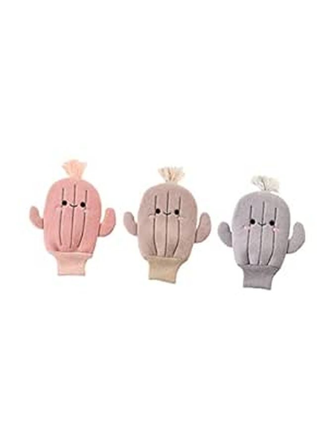 Cactus Pattern Baby Bath Mitts Gloves 3 Pack Elastic Washcloths Body Scrub Towel - Image 1