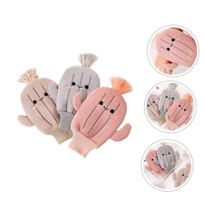 Cactus Pattern Baby Bath Mitts Gloves 3 Pack Elastic Washcloths Body Scrub Towel - Image 4