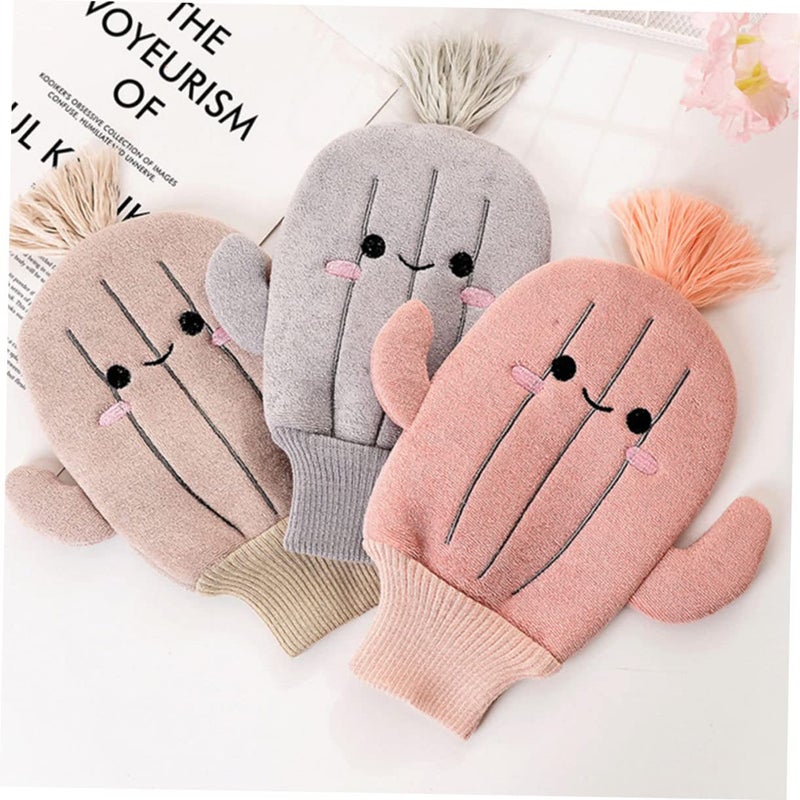 Cactus Pattern Baby Bath Mitts Gloves 3 Pack Elastic Washcloths Body Scrub Towel - Image 5