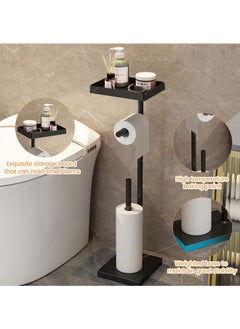 Generic Toilet Paper Holder, Free Standing Toilet Roll Holder for 3-4 Rolls with Heavy Base, Tissue Paper Roll Dispenser Storage with Tray for Bathroom  - Image 5
