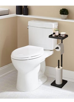 Generic Toilet Paper Holder, Free Standing Toilet Roll Holder for 3-4 Rolls with Heavy Base, Tissue Paper Roll Dispenser Storage with Tray for Bathroom  - Image 2