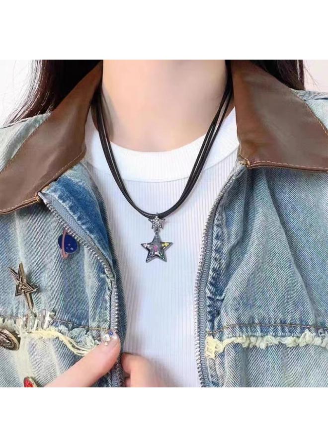 Sweet Cool Wind ~ Leather Rope Short Collar Female Niche Choker Neck Chain European And American Wind High Sense Necklace