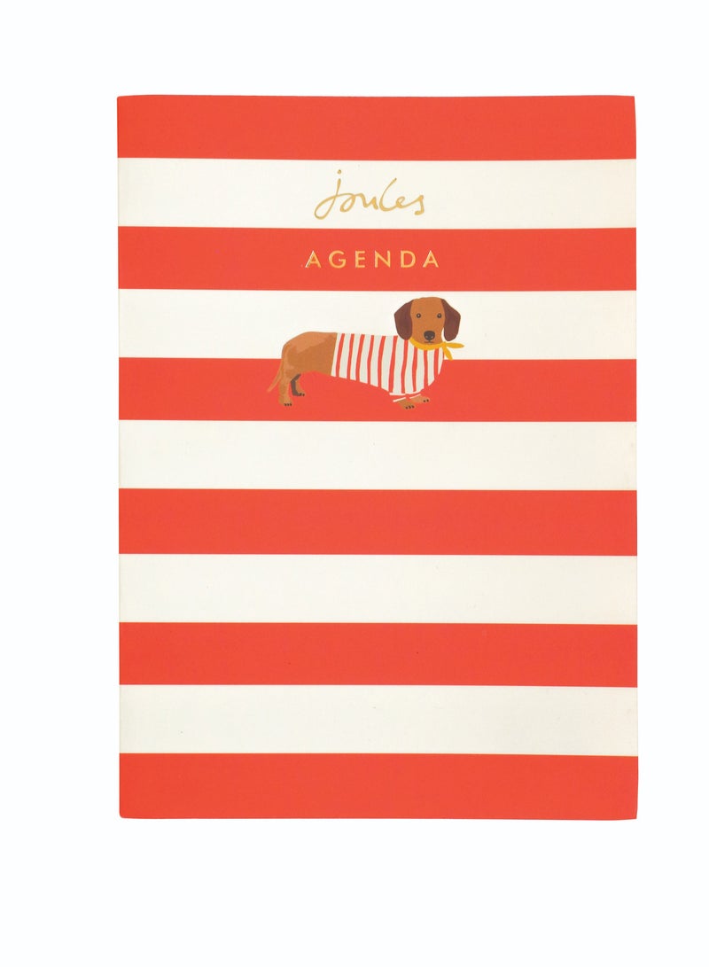 Joules Red Striped Agenda Planner Dog Print - Image 1