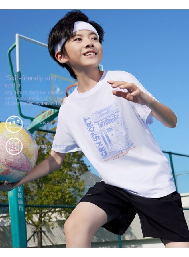 Noble bird Summer Boys' Short-sleeve Knitted Shirt High-quality Cotton T-shirt Round Neck Dry And Cool Stylish Trendy Mecha Top - Image 1