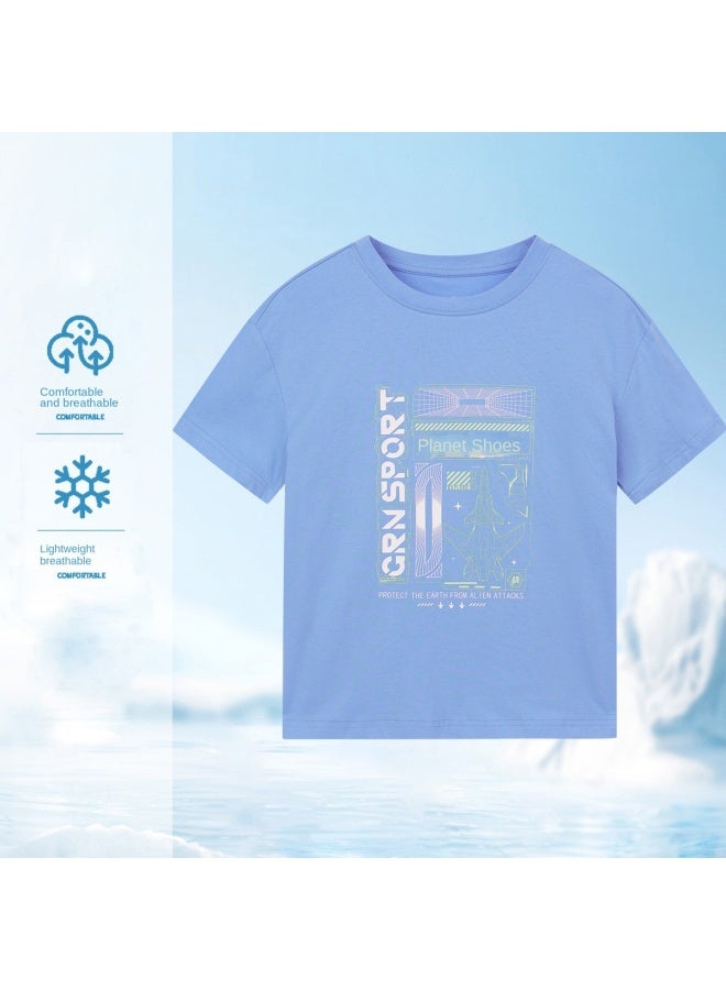 Noble bird Summer Boys' Short-sleeve Knitted Shirt High-quality Cotton T-shirt Round Neck Dry And Cool Stylish Trendy Mecha Top - Image 2
