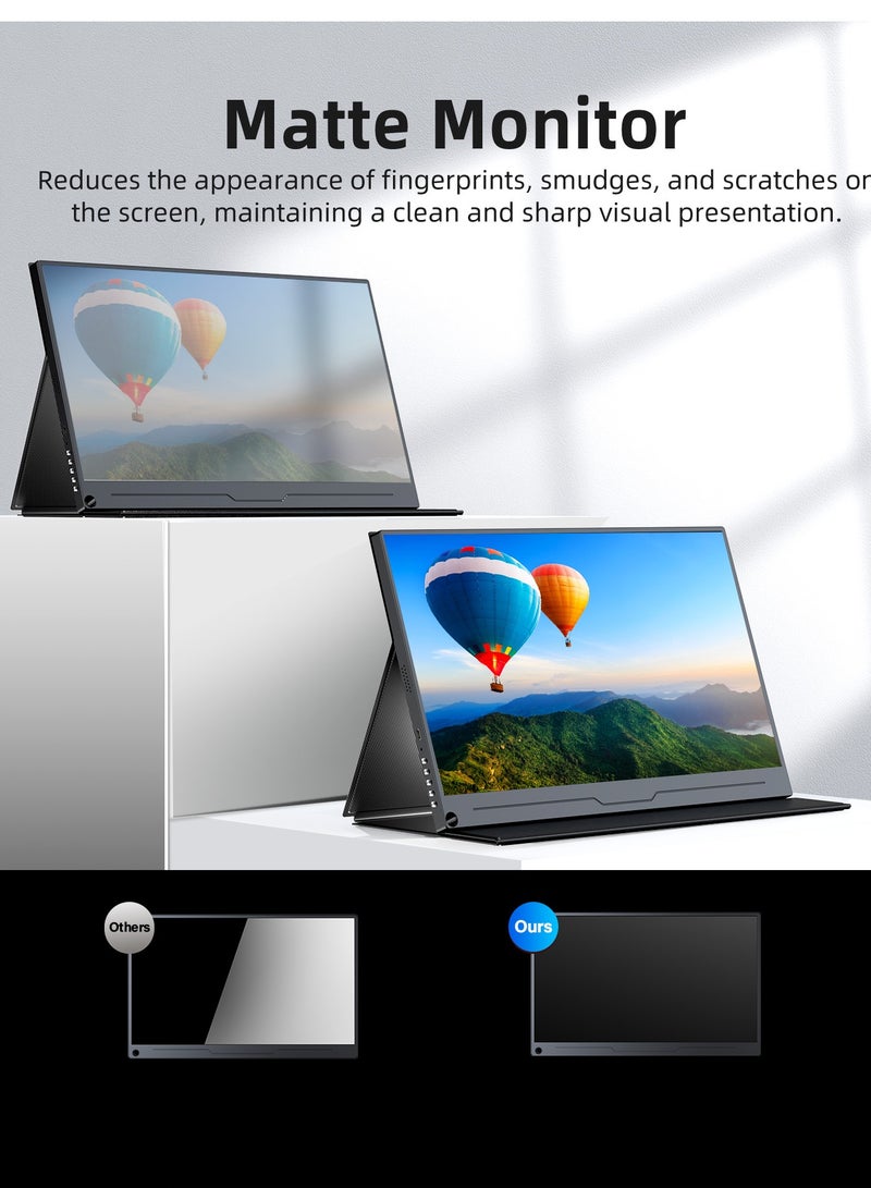 أوبيرفكت شاشة محمولة سوداء مقاس 15.6 بوصة من UPERFECT  شاشة IPS عالية الدقة بالكامل 1920 × 1080 مع منفذ HDMI USB C لأجهزة الكمبيوتر المحمولة والهواتف المحمولة وأجهزة PS4/5 Switch مع حقيبة واقية متوافقة مع VESA - Image 3