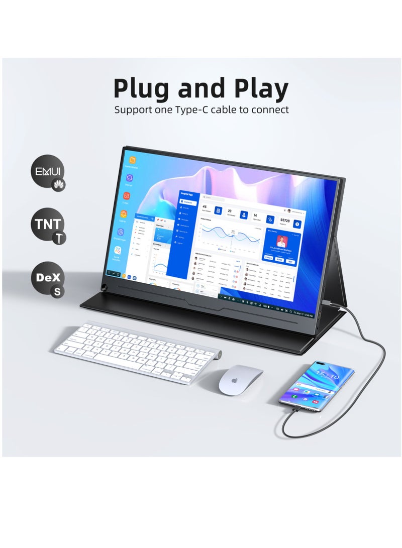 أوبيرفكت شاشة محمولة سوداء مقاس 15.6 بوصة من UPERFECT  شاشة IPS عالية الدقة بالكامل 1920 × 1080 مع منفذ HDMI USB C لأجهزة الكمبيوتر المحمولة والهواتف المحمولة وأجهزة PS4/5 Switch مع حقيبة واقية متوافقة مع VESA - Image 5