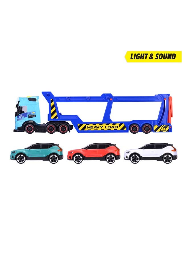 Dickie Volvo FH16 Car Transporter Truck 40cm with Trailer, 3 Volvo XC40 Toy Cars, Light & Sound, Ages 3+ - Image 4