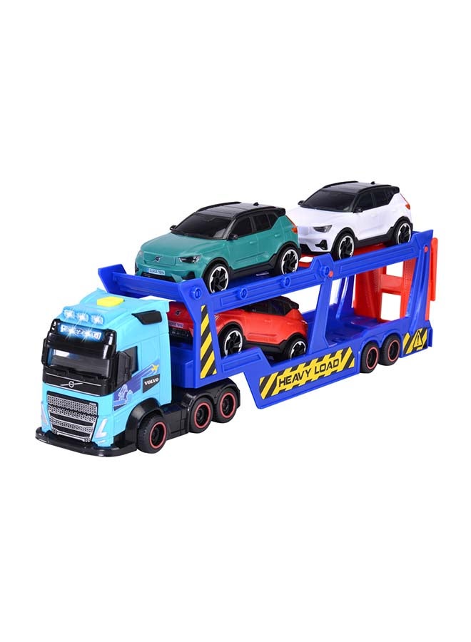Dickie Volvo FH16 Car Transporter Truck 40cm with Trailer, 3 Volvo XC40 Toy Cars, Light & Sound, Ages 3+ - Image 2