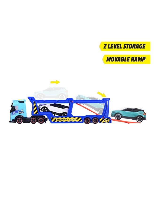 Dickie Volvo FH16 Car Transporter Truck 40cm with Trailer, 3 Volvo XC40 Toy Cars, Light & Sound, Ages 3+ - Image 5