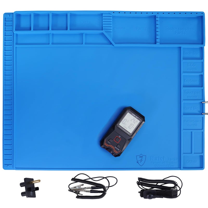 Kaisi Large Anti Static Mat with Grounding AccessoriesHeat Resistant Silicone Soldering MatMagnetic Work ESD Pad for pc building Electronics Laptop Cellphone Repair Soldering 216 x 169 - Image 2