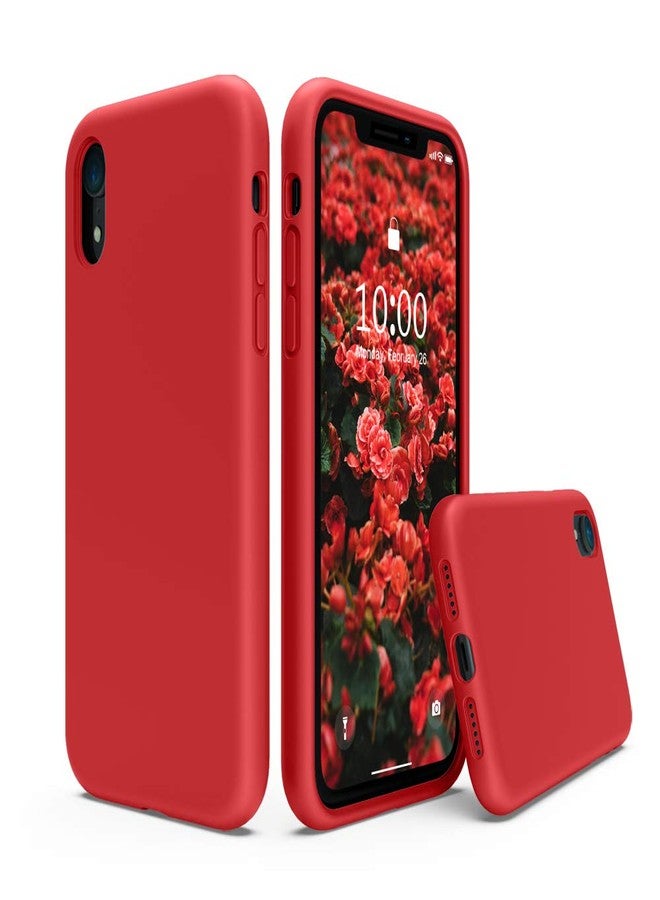 SURPHY Compatible with iPhone XR Case, Thickened Liquid Silicone Phone Case (with Microfiber Lining) for iPhone XR 6.1 inches, Red - Image 1