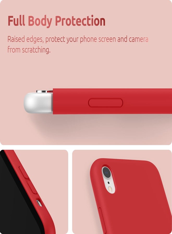 SURPHY Compatible with iPhone XR Case, Thickened Liquid Silicone Phone Case (with Microfiber Lining) for iPhone XR 6.1 inches, Red - Image 4