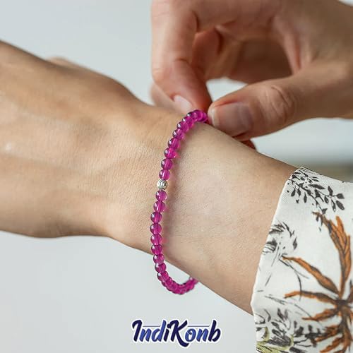 INDIKONB Transparent Glass Round Pearl Beads | 6mm Multicolor Beads for Bracelet, Necklace, Mala Making | Pack of 300 for Jewellery Craft (Magenta) - Image 4