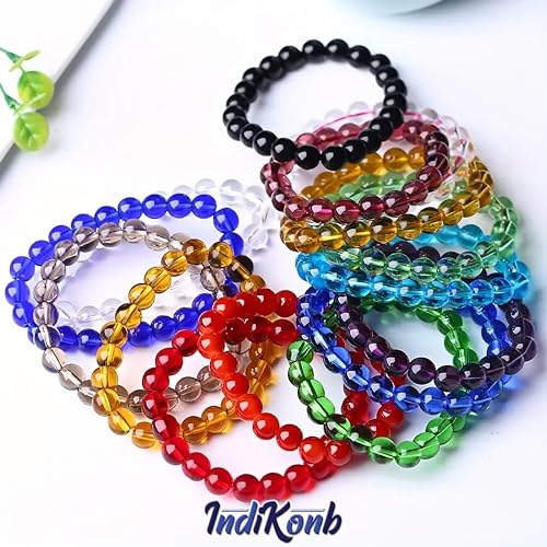 INDIKONB Transparent Glass Round Pearl Beads | 6mm Multicolor Beads for Bracelet, Necklace, Mala Making | Pack of 300 for Jewellery Craft (Magenta) - Image 5