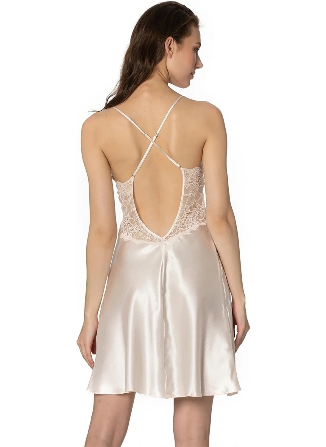 بيير كاردان 608 Women's Rope Strap Satin Nightgown-Pearl