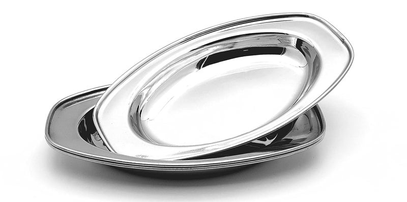 RJ kitchenware Store Stainless Steel Serving Plate Oval Plate Subzi Plate Rice Plate Dahi Plate Chat Plate Set of 6 2 Pcs - Image 2