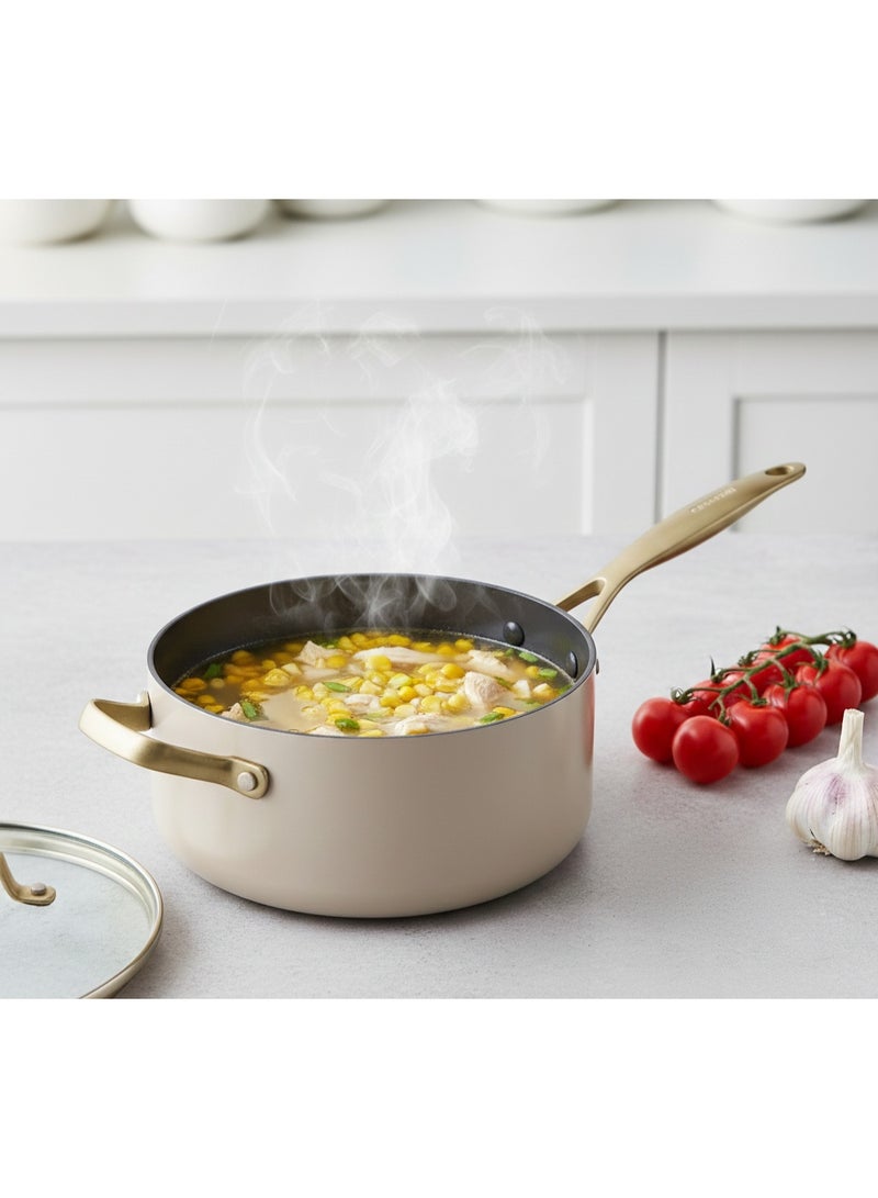 Greenpan 11-Piece Jewel Pro Collection Ceramic Nonstick Cookware Set – PFAS-Free, Healthy Non-Toxic Pots & Pans, Stay-Cool Handles, Oven Safe, Induction Compatible, Dishwasher Safe Taupe - Image 4