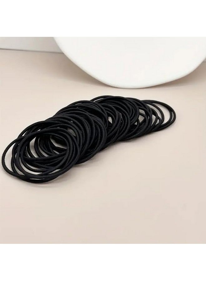 Seeotwo Black Elastic Hair Ties Premium No Damage Ouchless Rubber Bands Stretchable Non-Slip 2MM for Medium Thick Thin Hair, Pain-Free Ponytail Holders, Scrunchy, Women, Men, Girls (Black, 24) - Image 2