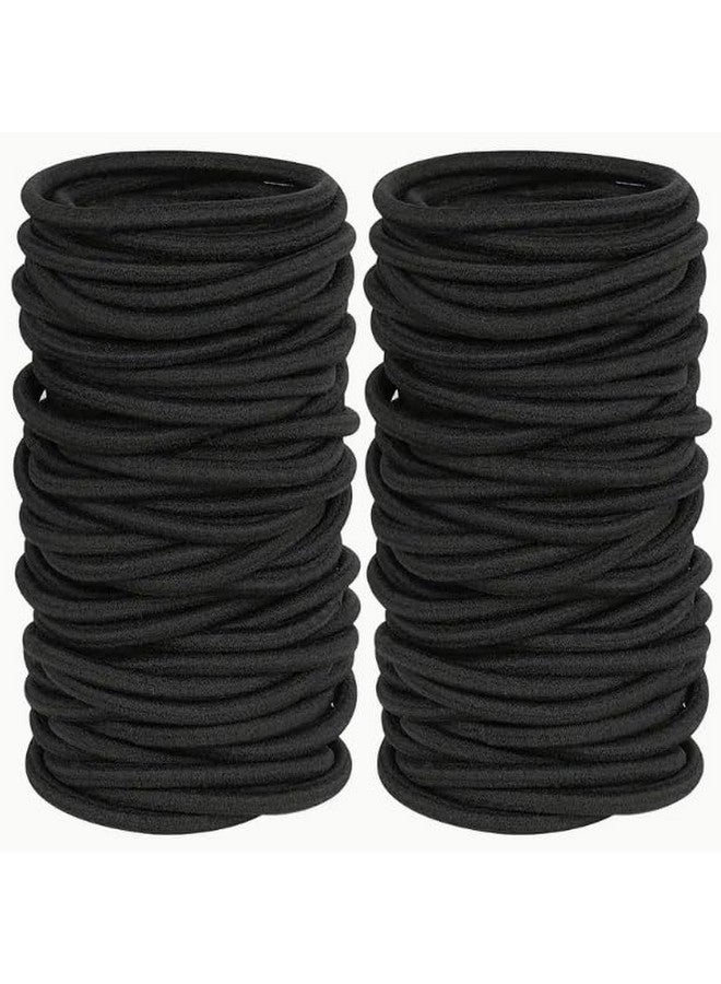 Seeotwo Black Elastic Hair Ties Premium No Damage Ouchless Rubber Bands Stretchable Non-Slip 2MM for Medium Thick Thin Hair, Pain-Free Ponytail Holders, Scrunchy, Women, Men, Girls (Black, 24) - Image 1
