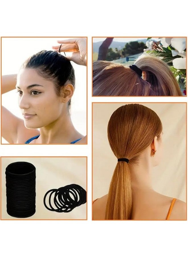 Seeotwo Black Elastic Hair Ties Premium No Damage Ouchless Rubber Bands Stretchable Non-Slip 2MM for Medium Thick Thin Hair, Pain-Free Ponytail Holders, Scrunchy, Women, Men, Girls (Black, 24) - Image 5