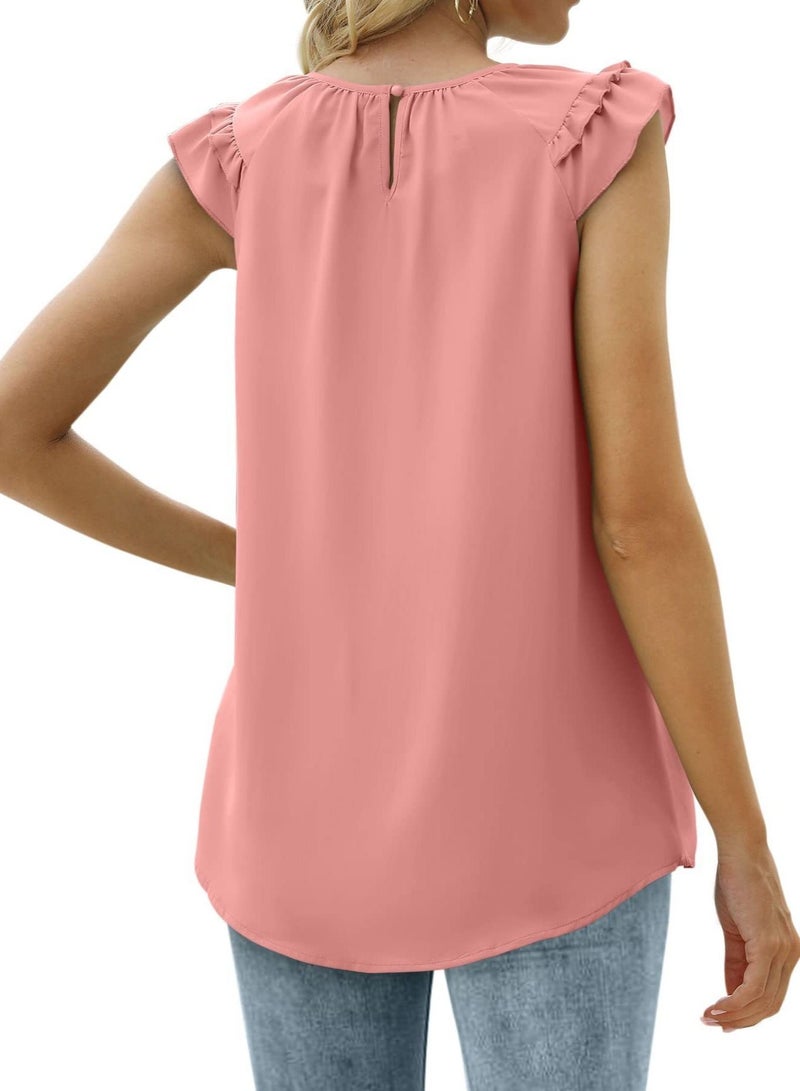 Loquat Women's New Fashion Pleated Sleeveless Chiffon Blouse  - Image 2