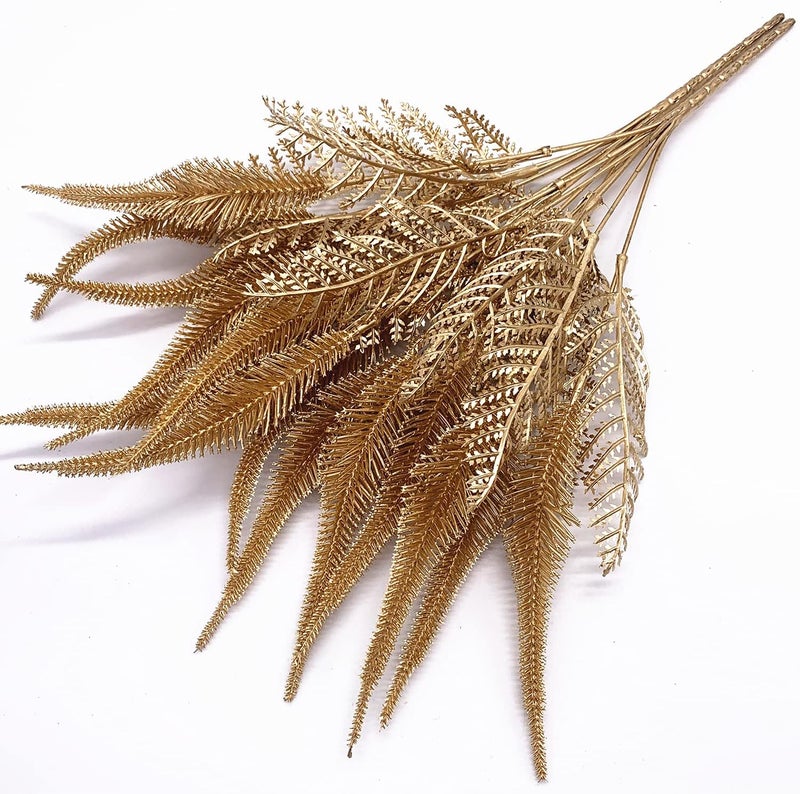 LOVENIMEN Artificial Plants for Christmas, Fake Golden Tail Grass Plant Boston Fern Bush Plant Bushes Faux Shrubs Greenery Indoor Outside Hanging Planter Home Garden Decor Festival Decoration - 4 Pcs - Image 4