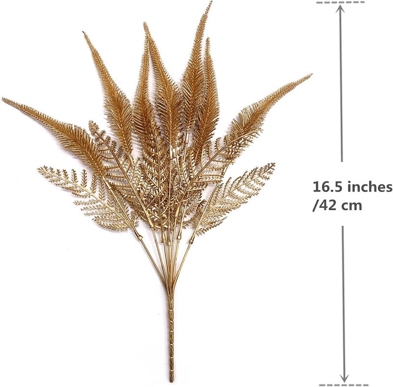 LOVENIMEN Artificial Plants for Christmas, Fake Golden Tail Grass Plant Boston Fern Bush Plant Bushes Faux Shrubs Greenery Indoor Outside Hanging Planter Home Garden Decor Festival Decoration - 4 Pcs - Image 5