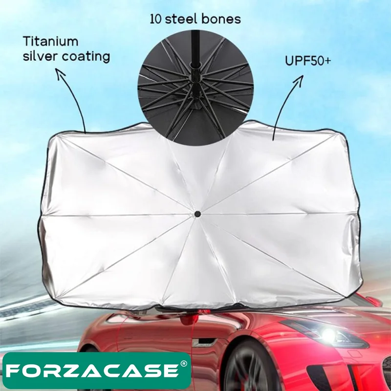 Forzacase Leather Carrying Bag Car Front Window Umbrella Sunshade Shade Protector - FC286