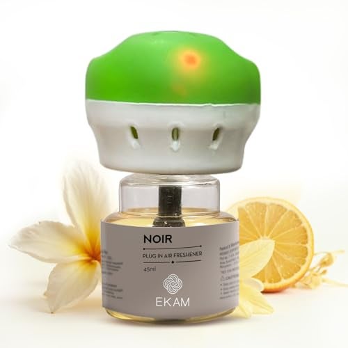EKAM Plug-In Air Freshener Kit (Machine + 45ml Refill) | Noir Scent | Long-Lasting Aroma for 125 Days / 500 Hours | Ideal for Rooms & Bathrooms - Image 1