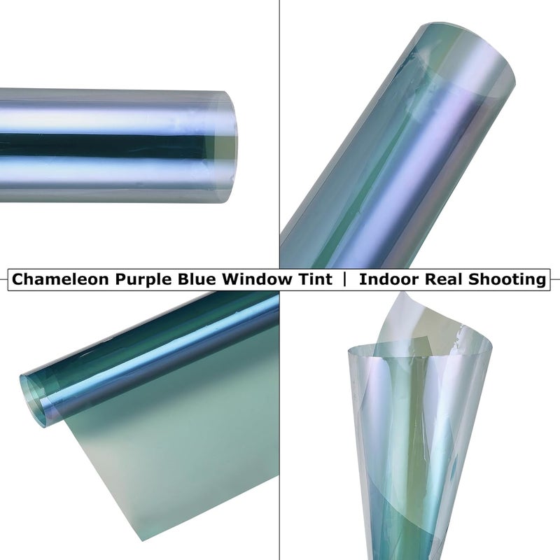 AuMoHall Chameleon Purple Blue Windshield Tint Film - 73.8% VLT Solar Protection, 29.52" x 118.11" - Image 3