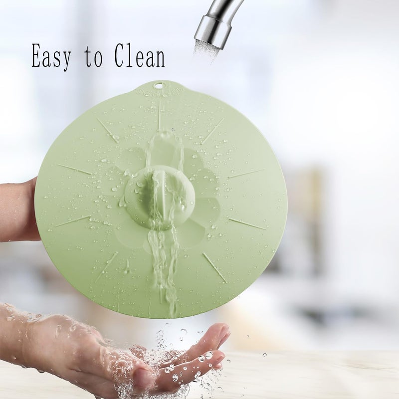 VEELAM 4 Pack 5.9" Silicone Lids for Cups Bowls Plates Pans, Microwave Splatter Cover, Kitchen Containers Lids Cover for Food Storage,Light Green Small - Image 5