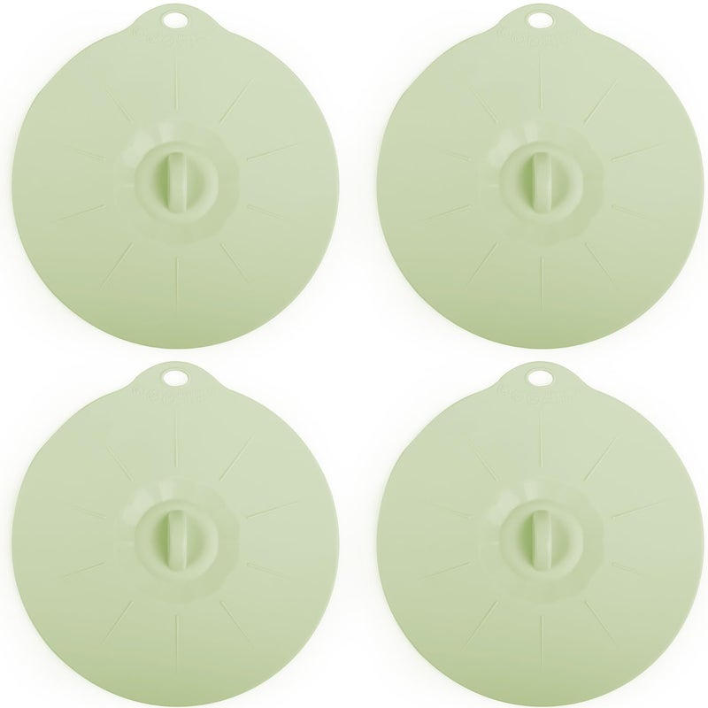 VEELAM 4 Pack 5.9" Silicone Lids for Cups Bowls Plates Pans, Microwave Splatter Cover, Kitchen Containers Lids Cover for Food Storage,Light Green Small - Image 1
