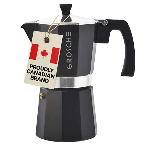 GROSCHE Milano Stovetop Espresso Maker Moka Pot 9 espresso Cup 152 oz Black Cuban Coffee Maker Stove top coffee maker Moka Italian espresso greca coffee maker brewer percolator