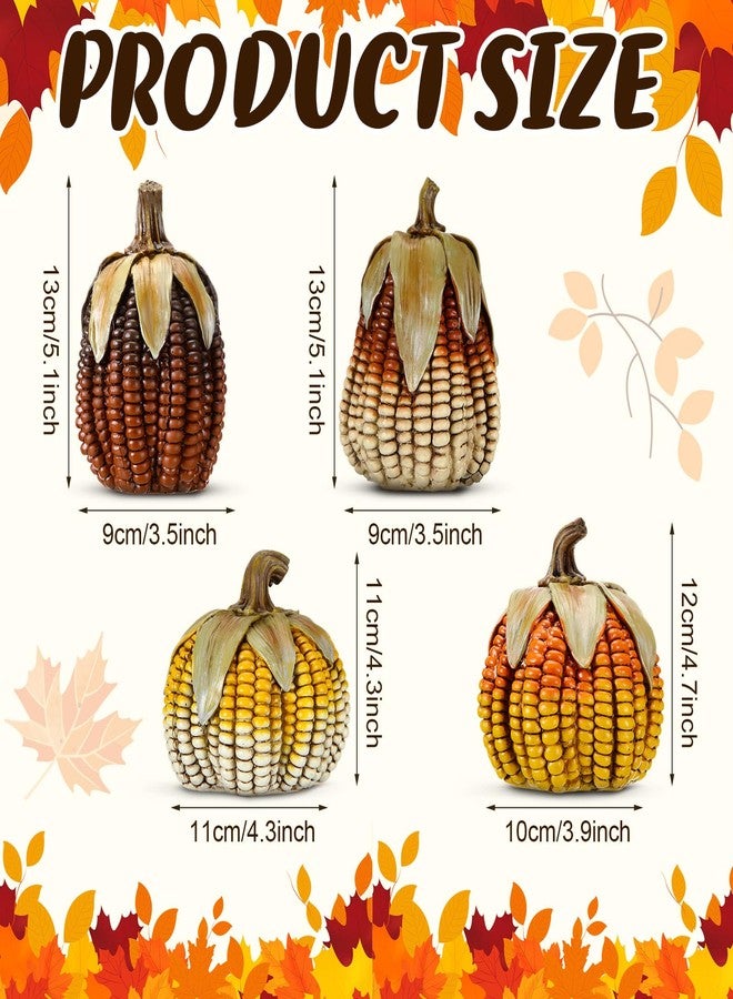 Leinuosen 4 Pcs Resin Pumpkins for Decorating Thanksgiving Pumpkin Decor Autumn Harvest Decor Pumpkins Corn on Cob Resin Artificial Corn Decorative Vintage Farmhouse Table Centerpieces for Home - Image 2