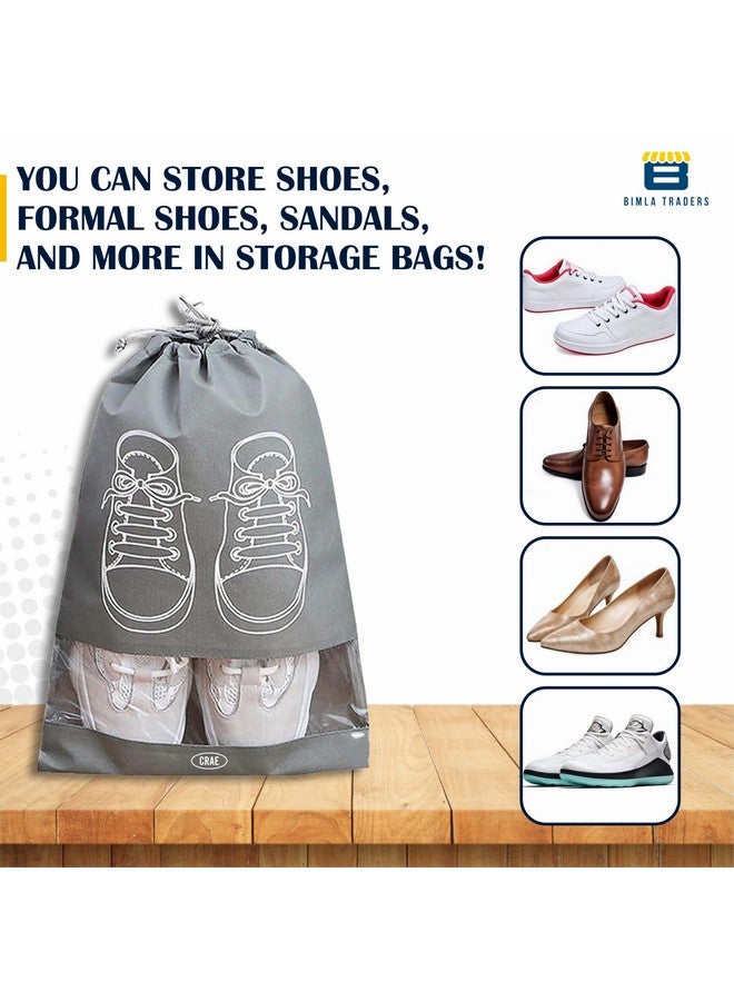 CRAE Shoes Bag for Travel & Storage Organizer for Men & Women | Travel Accessories | Shoe Organizer | Shoe Cover for Travel Essentials (Grey,Pack of 6) - Image 4
