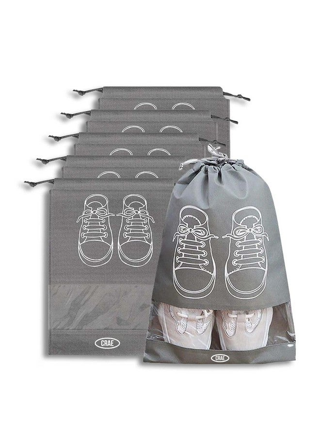 CRAE Shoes Bag for Travel & Storage Organizer for Men & Women | Travel Accessories | Shoe Organizer | Shoe Cover for Travel Essentials (Grey,Pack of 6) - Image 1